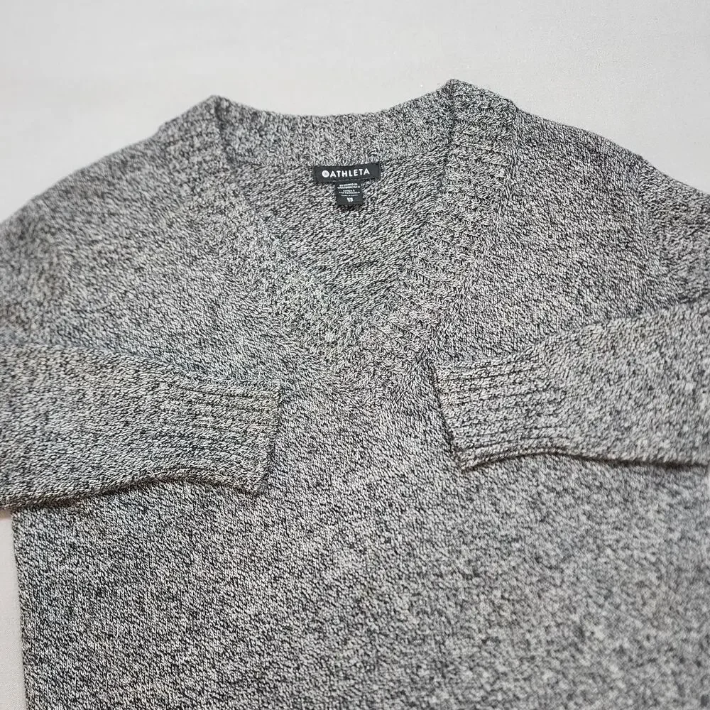 Athleta Womens Black Gray V Neck Wool‎ Cashmere Tunic Sweater Sz XS TP